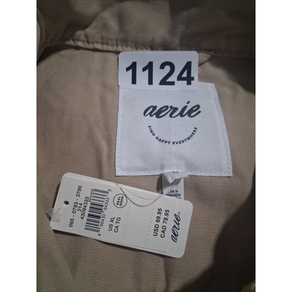 Aerie Womens size XL Canvas Button Up Lifestyle Academia Cropped Chore Jacket - Picture 7 of 9